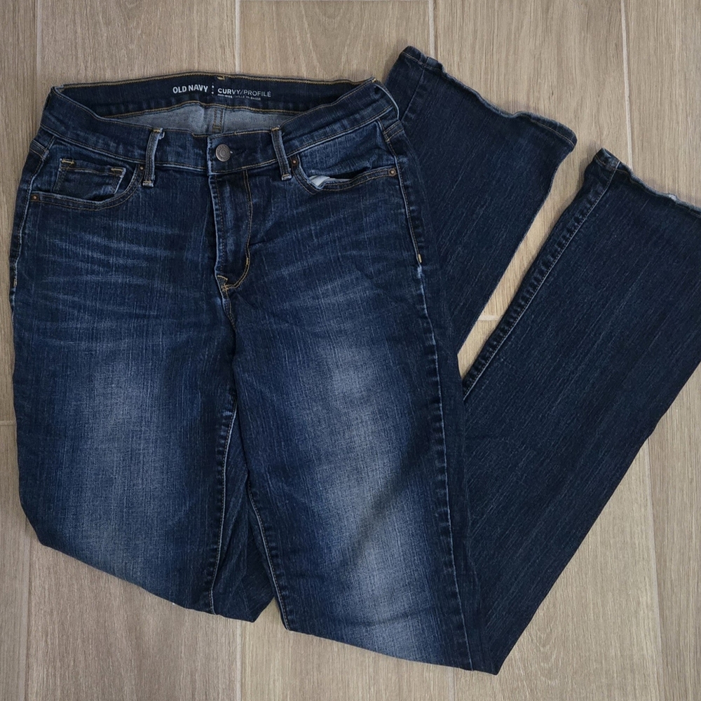 Old Navy Women's Dark Blue Jeans Curvy Bootcut Sz 6 Long Mid-Rise